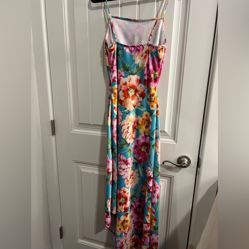 IRIS Floral Gardens Slit Asymmetric Maxi Body-con Dress Women’s size Small - Picture 6 of 16